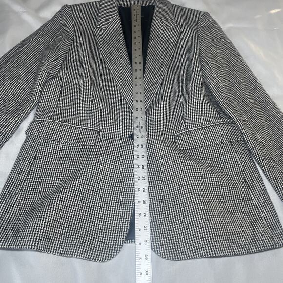 BANANA REPUBLIC Women's 10 Black White Wool Blend Houndstooth Blazer Jacket Coat - Picture 7 of 12